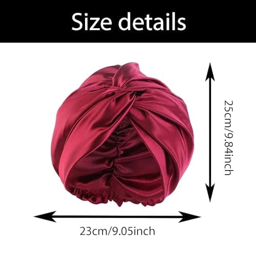 ZEACCT 1 Bonnet de Nuit Double Face, Bonnet de Cheveux Turban de Sommeil, Bonnet de Nuit en Soie, Soie de Mûrier pour Les Soins, Bonnet de Nuit Double Couche, pour Cheveux Longs, Raides et Bouclés.