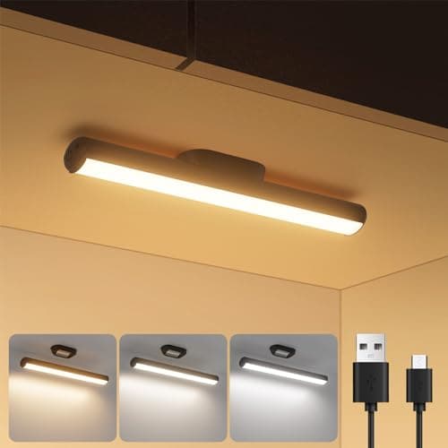 Klighten Reglette LED Cuisine Sans Fil, 4000mAh Dimmable Lampe de Bureau Rechargeable USB, Lumiere Magnetique, Contrôle Tactile, Lampe Placard Pile Adhesif, 2W 200LM, 1 pcs