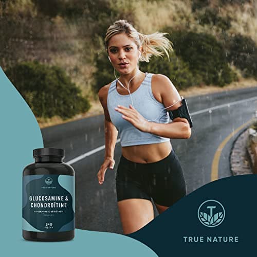 Glucosamine & Chondroïtine, Vitamine C - 1580mg - Santé des Articulations & Formation du Cartilage - 360 Gélules - Qualité Pharmaceutique - SANS: Additifs, Gluten & Lactose - TRUE NATURE