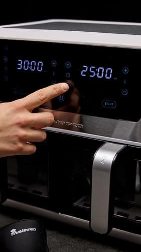 MasterPRO Rocket Duo 900 - Friteuse double 9 litres 2400w - Contrôle de la durée et de la température - Affichage numérique - Paniers en aluminium faciles à nettoyer - Contrôle par smartphone