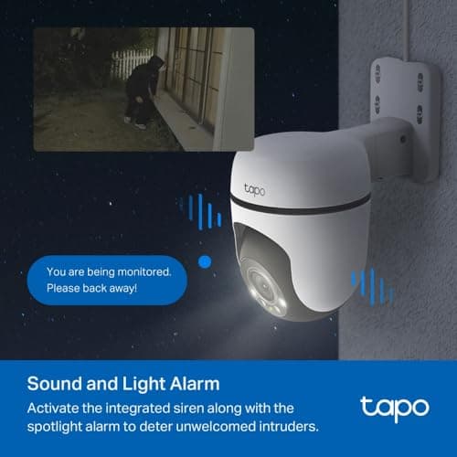 TP-Link Tapo 2K Caméra Surveillance WiFi extérieur 360° C510W, Vision nocturne couleur, Détection de Personne et Suivi de Mouvement, Étanche IP65, Alarme sonore Personnalisable