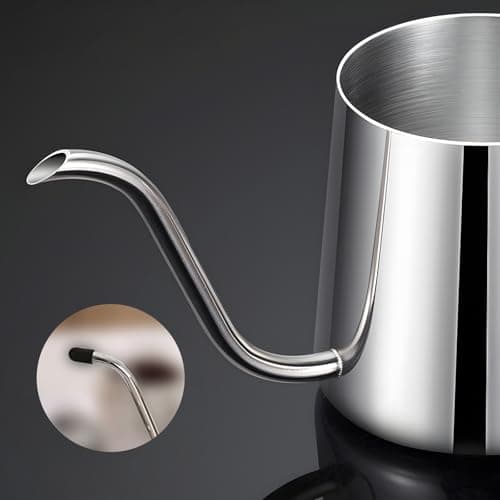 Cafetière à Bec Long et étroit 350 ML, Petite Bouilloire à Col de Cygne à Oreilles Fines Suspendues en Acier Inoxydable pour Usage domestique(Argent)