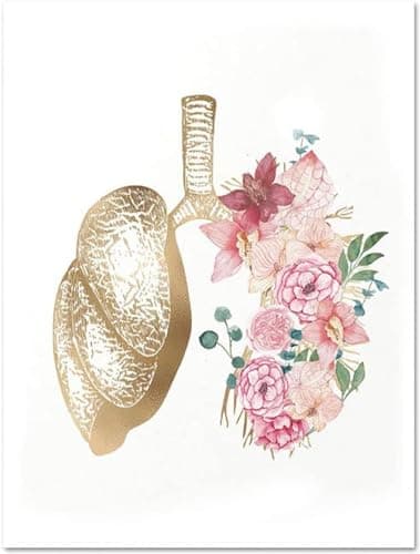 AWKFHF Toile Peinture Anatomie Florale,Coeur Poumon Cerveau médical Tableau Décoration Murale Affiche Clinique Hôpita (3X20X30CM,sans Cadre)