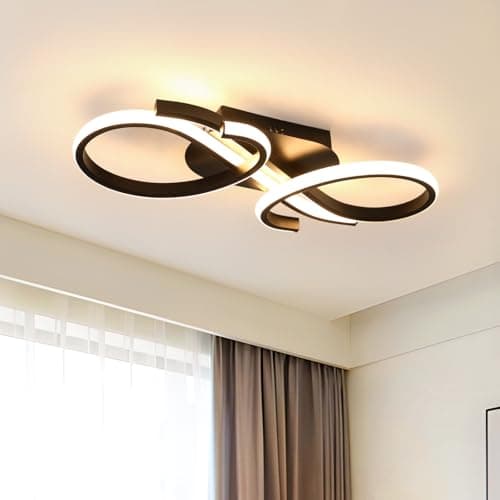 Mckalen Plafonnier LED Moderne 36W, Luminaire Plafonnier LED 4050LM, Lampe de Plafond LED Noir, Lumière Chaude 3000K pour Salon Chambre Salle à Manger, 42CM