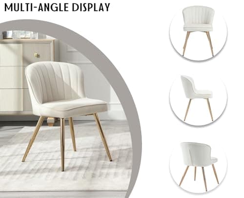 Wahson Chaises de Salle a Manger en Velours Lot de 2 Chaise Salle à Manger Moderne avec Coussin Épais Chaise de Cuisine avec Pied Doré, Chaise en Velours pour Salle à Manger/Restaurant, Beige