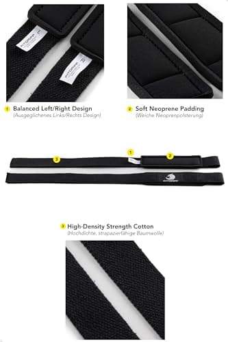 Fitgriff® Sangle de Tirage Musculation - Lifting Straps pour Fitness, Levage, Gym - Accessoires Salle de Sport (Original Black, Standard (Plus de 16cm de Poignet))
