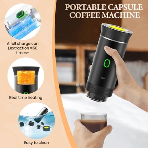 Machine à Café Multi Capsules, 3 En 1 Cafetiere Expresso, 4 à 6 Minutes D'Auto-Chauffage, Petites Capsules, Grandes Capsules, Café Moulu, Cafetiere Portable Pour Bureau, Maison, Voiture (noir)