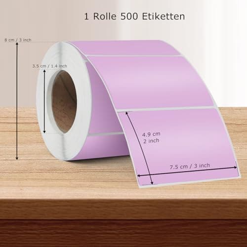 YIKIADA Lot de 500 étiquettes thermiques en vinyle violet - 50 x 76 mm - Rouleau rectangulaire - Autocollant d'adresse - Étanche - Pour nom code-barres QR Code DIY