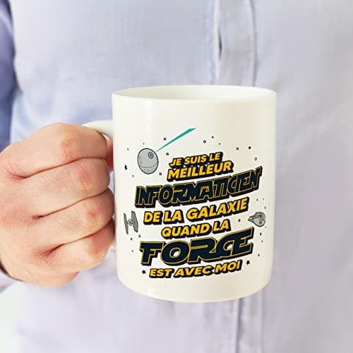 Mugffins Tasses pour INFORMATICIEN - En Français - Cadeau original pour INFORMATICIEN homme - Meilleur de Galaxie Quand Force Avec Moi - 11 oz / 330 ml