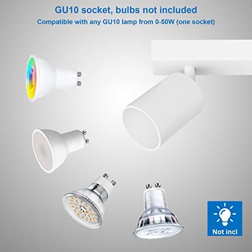 Klighten Plafonnier 5 Spots GU10, Spot Plafond Blanc Orientable, Moderne Luminaire Plafonnier, Spot Plafond 5 spots Interieur pour Cuisine, Chambre, Salon, 69 cm, Ampoule non Incluse