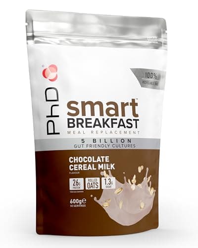PhD Smart Breakfast| Shake proteiné substitut de repas| Faible en sucre avec extra Vitamines et Mineraux - Céréales - 600 g