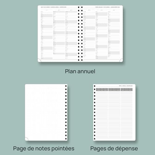 POPRUN Agenda 2025 Semainier 22 x 16,5 cm D'août 2024 à déc 2025, Planner Vertical Scolaire 17 Mois avec Couverture Souple Spirale, Règle et signet, Papier Certifié FSC®80 g/m2 - Bourgogne