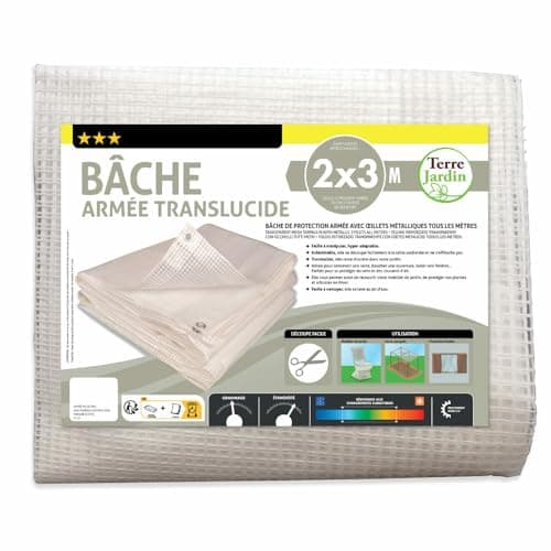TERRE JARDIN Bâche armée Transparente 160g/m2 découpable - 4 x 6 - Transparent