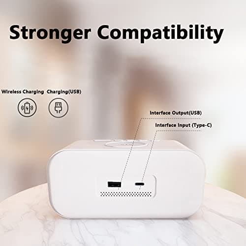 Riloer Réveil avec chargeur sans fil, radio-réveil avec chargeur USB