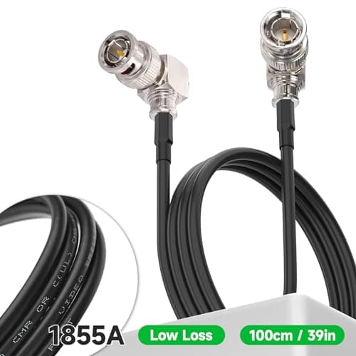 Superbat Câble BNC 1m 3G/6G/HD SDI Câble Belden 1855A Câble 75ohm BNC Double Mâle à Angle Droit SDI Câble Vidéo pour HD-SDI/3G-SDI/4K Caméra (Double Angle Droit,1 Pièce)