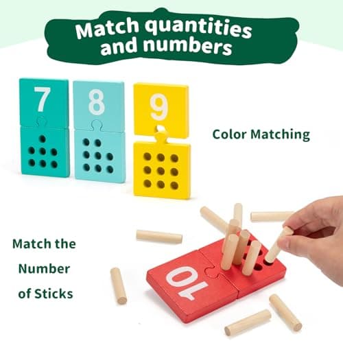 Wisplye Montessori Jouets en Bois, Mathématique Tableau Jeu des Chiffres, Planche Empilage Éducatif, Apprends à Compter, Jouets d'activité et de Développement, Jeux Enfant 3 4 5 6 Ans Garçon Fille