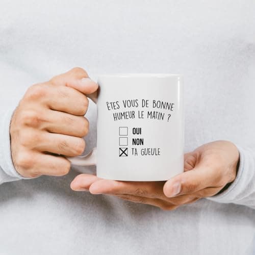 quotedazur - Mug Bonne Humeur Ta Gueule - Cadeau Collègue Retraite - Idée Cadeau Original, Femme - Tasse Couple Saint Valentin - Gadget Geek Homme - Idéal Anniversaire Soeur Ou Meilleure Amie