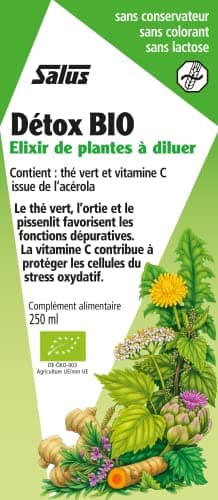 Salus Détox BIO - Formule Liquide - Élimination des Toxines*, Drainage - À Base de Thé Vert, d'Ortie et d'Acérola - 250 ml