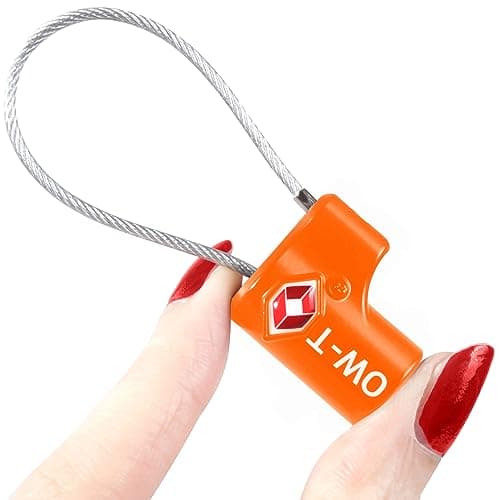 OW-Travel Cadenas Cable Clé TSA pour Valise. Cadenas Clef Antivol pour Bagages Casier Rangement Tente Camping. Cadenas USA. Accessoires de Voyage. Verrou a Cle Valise 1 Orange