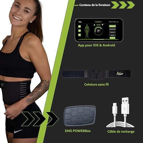 eaglefit - Ceinture EMS Efficace pour Les abdominaux à la Maison - Fitness Appareil d'entraînement pour Les abdominaux & Le Dos (électrostimulation) Entraîneur Ceinture électrique INCL. App
