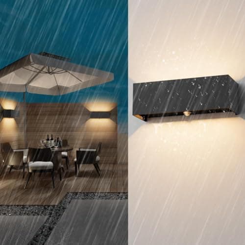 Klighten 30W Applique avec détecteur de mouvement, Applique murale exterieur/interieur,IP65 3000K,Applique détecteur de mouvement,Noir