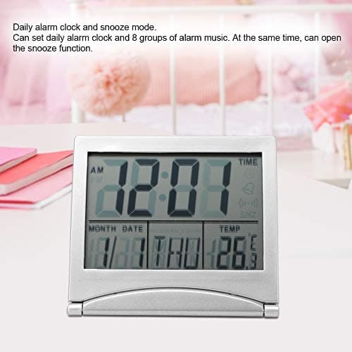 Horloge Digitale Voyage, Funkwecker-Alarme Portable, Horloge de Voyage Portable 1 Pièce, Alarme LED Numérique, Alarme, Réveil, Calendrier de Température, Snooze