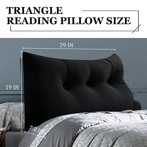 Rucener Coussin CompenséTriangulaires Coussin Dossier Canapé Oreiller de Lecture Gros Coussin de Canapé Coussin Tete de Lit A Une Variété D'utilisations Le Noir 100CM