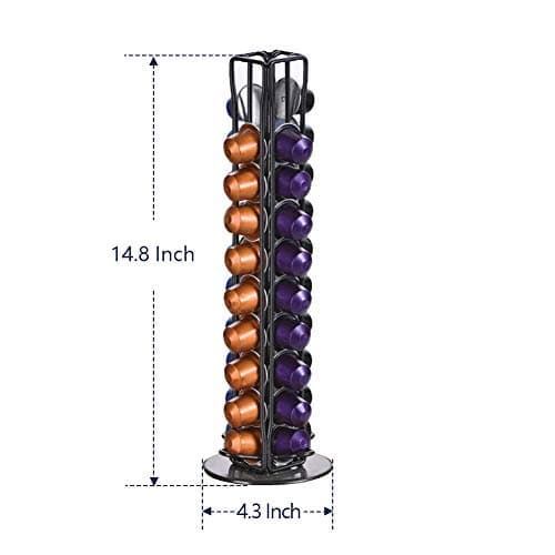 XIAPIA Support Capsule Nespresso, Porte Dosette Capsules Nespresso Café Rotatif 360 Degrés, Noir Distributeur Capsule Nespresso Range 40Pcs, Rangement Capsule Nespresso Presentoir