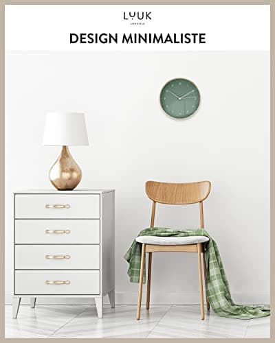 LUUK LIFESTYLE Horloge Murale à Quartz, Mouvement Silencieux, Vert Foncé