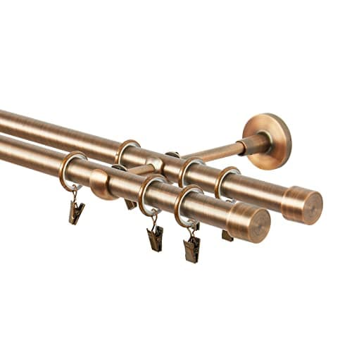 MDEKOR Tringle à rideaux 480 cm double tringle à rideaux pour montage mural cuivre en métal | Set de tringles à rideaux Ø 19 mm