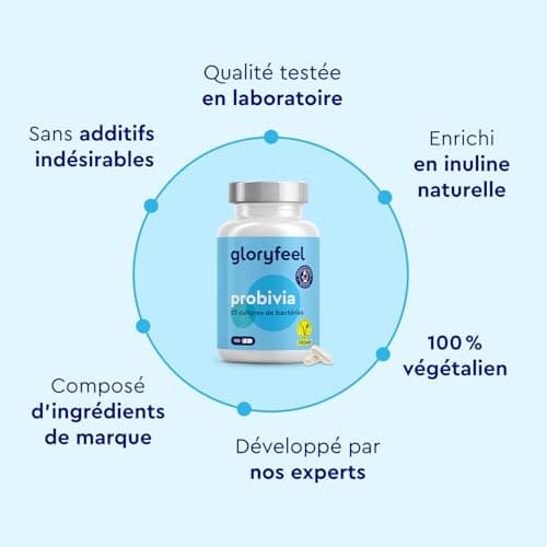 Probivia Probiotique Ferments Lactiques, 180 Capsules Végétaliens, 22 Souches de Bactéries avec Lactobacillus & Bifidobacterium pour la Flore Intestinale, 10 Milliards UFC, Complément Alimentaire