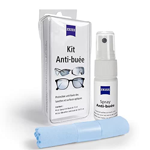 ZEISS - Kit Anti-Buée pour Lunettes, Objectif Photo, Caméra, et Masque Ski ou Piscine - 1 Spray Anti Buée 15ml + Chiffon Microfibre 13x13cm