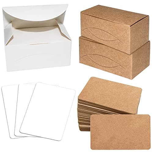 Cartes Kraft Vierges Carte Blanche Vierge 300 Pièces Papier Kraft pour l'école, la Maison, le Bureau les Cartes-Cadeaux DIY Graffiti (8 x 4,5cm Marron + Blanche)