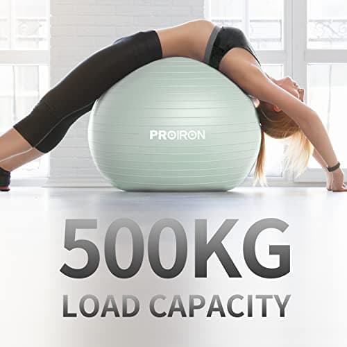 PROIRON Ballon de Gymnastique Ballon d'exercices Fitness Très épais avec mouvements de Yoga,65CM Swiss Ball, Ballon de Gym avec Pompe Rapide, Anti-éclatement et Anti-dérapant Yoga Ball,Vert