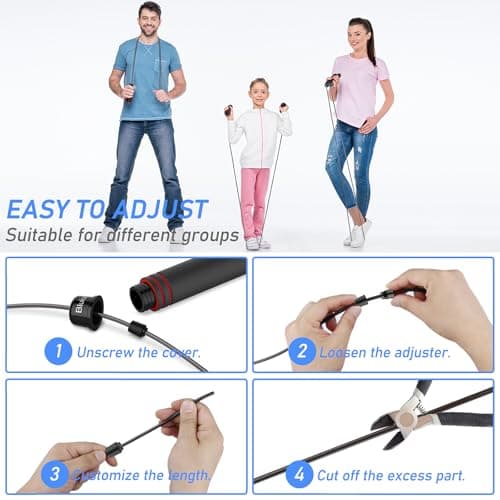 Blukar Corde à Sauter, Speed Jump Rope Réglable pour Hommes & Femmes, Roulements à Billes en Acier, Poignées Antidérapantes en Mousse, Câble en Acier pour Fitness, Crossfit, Sport, Boxe, GYM