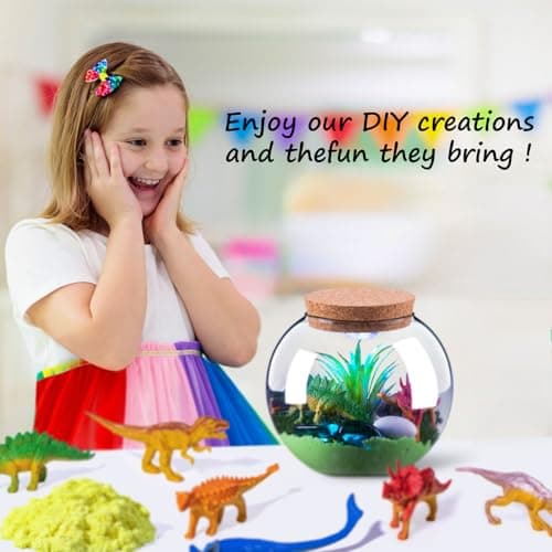 ONLYFUN Dinosaure Terrarium Set pour Les Enfants - Cadeau d'anniversaire pour Les garçons Filles 4, 5, 6, 7, 8-12 Ans, Jouets de Dinosaure, Ensemble d'artisanat, Noël Pâques Cadeaux Enfants.