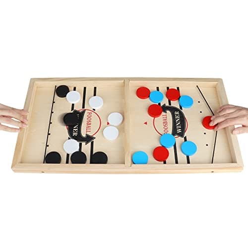 MOMSIV Fast Sling Puck Game Jeu de rondelle de Fronde Rapide, Jeu de Table de Jeu Gagnant de Palet de Fronde en Bois drôle, Jeu de fête interactif Parent-Enfant pour Adultes