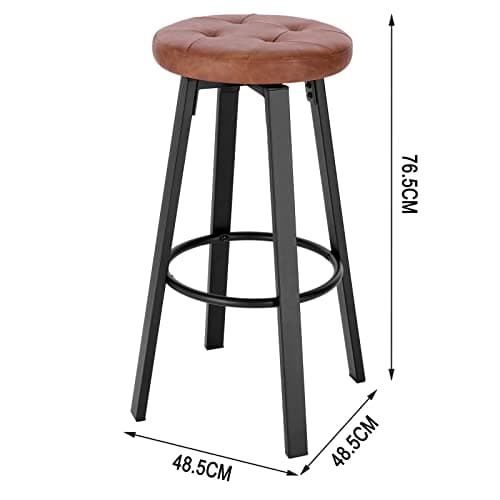 WOLTU Lot de 2 Tabouret de Bar avec Siège pivotant Ø 35,5cm, Tabouret à 4 Pieds en Métal, Tabouret Haut avec Repose-Pieds pour Salle à Manger, Cuisine, Cafétériat, Charge 120kg, Marron, BH330br-2