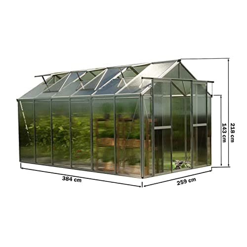 GFP Serre Saphir 6 Cadre Aluminium 259x384 cm Plaques Double paroi 6 mm indéformables & résistantes aux intempéries
