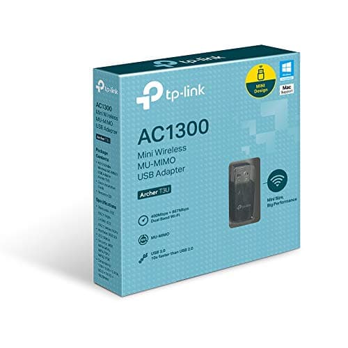TP-Link Clé WiFi Puissante AC1300 Mbps, adaptateur USB wifi, dongle wifi, USB 3.0 Double Bande, 2.4G / 5GHz, MU-MIMO, compatible avec Windows 11/10/8.1/8/7/XP, Mac OS X, Archer T3U