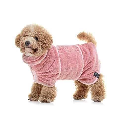Lucky Paws® Peignoir Chien - Peignoir pour Chien à Double Couche - Peignoir Chien Super absorbante et Serviette pour Chien Ultra Douce en Un Seul Accessoire Chien Luxueux (M, Rose poudré)