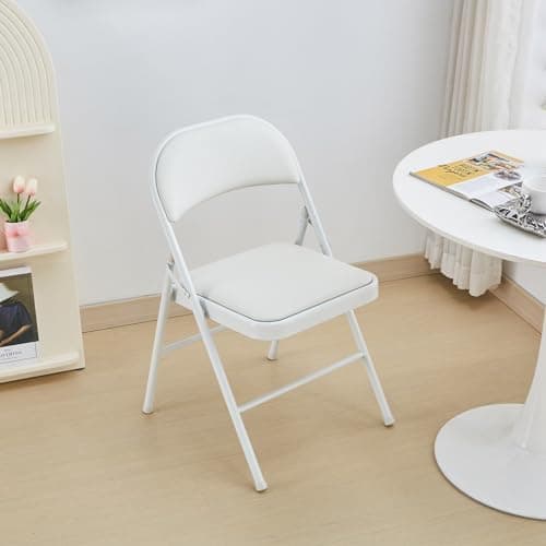 KAIHAOWIN Lot de 2 Chaise Pliantes Rembourrées, Chaises Pliantes avec Dossier et Sièges Rembourrés pour Les Réunions de Restauration événements de Mariage, Blanc