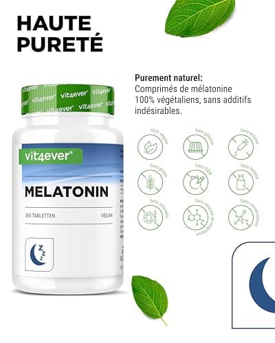 Mélatonine - 365 Comprimés - 1 mg par comprimé - Sans Additifs Indésirables - Haute Dose - Vegan