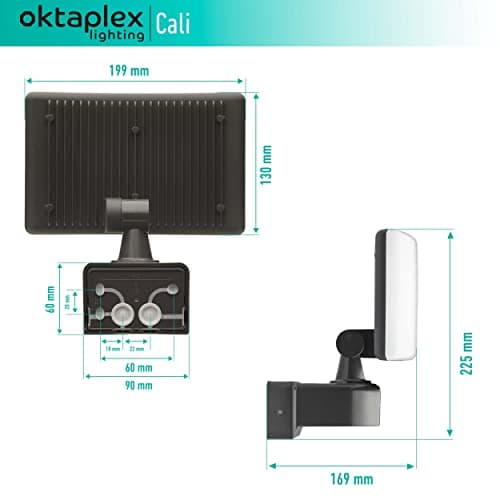 Oktaplex Lighting Projecteur LED extérieur Cali 30 W | Projecteur mural IP65 3 000 K blanc chaud | Projecteur anthracite