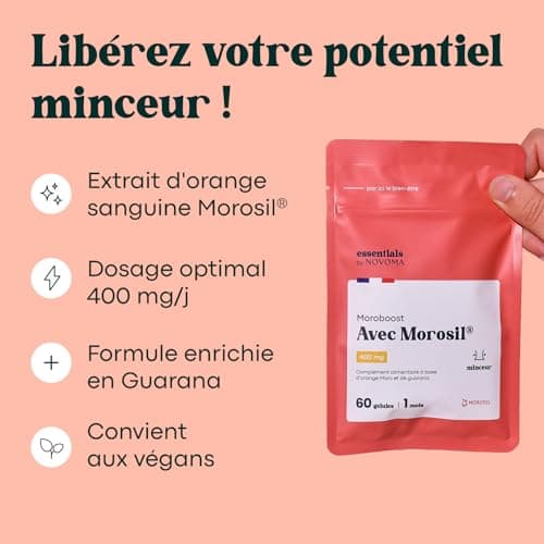 Morosil® 400 mg avec Guarana - Soutien pour le Métabolisme et le Contrôle du Poids, 60 Gélules Végétales, Cure de 1 Mois, Fabriqué en France, Essentials by Novoma