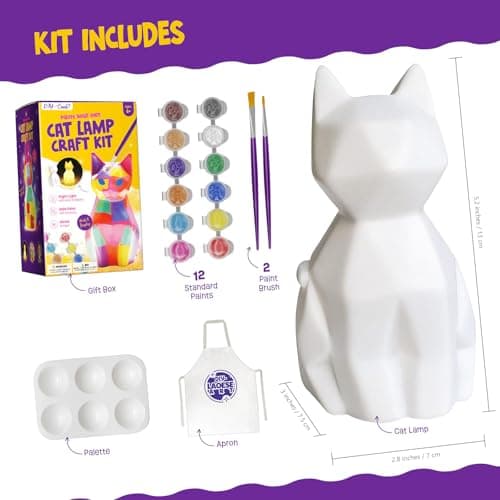 DIY-LAOESE Kit de Peinture Lampe de Chat Veilleuse 3D, Cadeau Fille 6 7 8 9 10 12 Ans, Loisirs Créatifs Bricolage Enfant, Jouet Fille Garcon, Kit d'Arts et d'Artisanat, Idee Cadeau Fille 4-12 Ans
