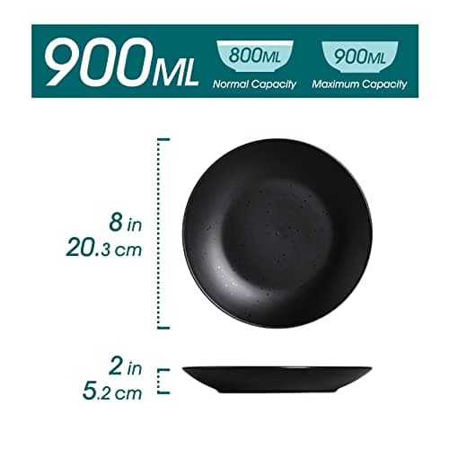 vancasso, Série Moda, Assiette Creuse en Céramique, Assiette à Soupe Saladier - 4 Pièces