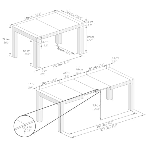 Mobili Fiver, Table Extensible Cuisine, Iacopo, Chêne Naturel, 140 x 90 x 77 cm, Mélaminé, Made in Italy
