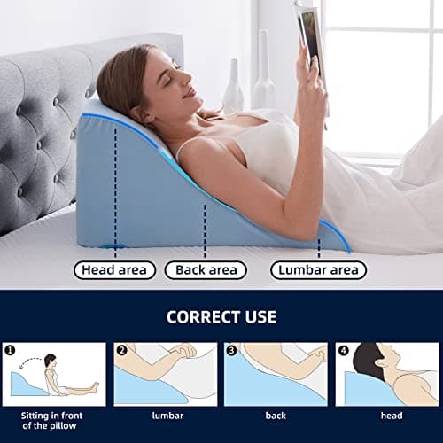 NOFFA Coussin de Lecture en Mousse à Mémoire de Forme pour Lit | Oreiller Cale Dos | Coussin à Coin Triangle est Idéal pour Soutenir Le Dos Lorsque Vous Détendez, Lisez ou Regardez la Télévision