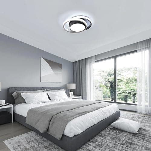 Comely Plafonnier LED, Rond Lampe de Plafond 32W, Moderne Luminaire Plafonnier pour Couloir Coucher Salle de Bains Cuisine Salon, Blanc Froid 6500K, Longueur 28cm, Nero